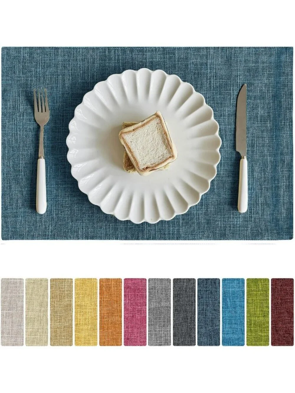 Set of 4 Rustic Faux Linen Placemats - Heat Resistant, Washable, Non-Slip Table